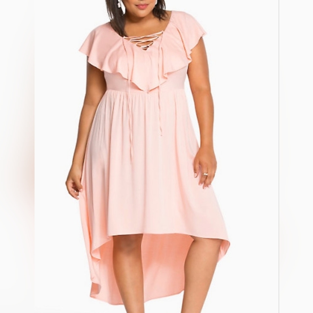 Torrid Pink High-Low Ruffled Sundress